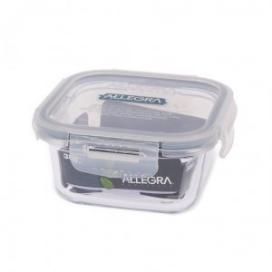 Contenedor Hermético Cuadrado Vidrio 380 ml